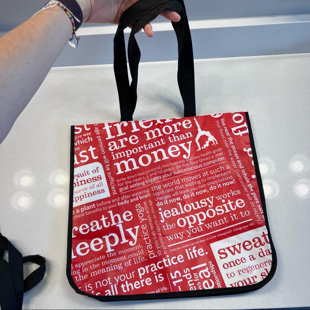 USED-Lululemon Large Reusable Shopping Bag-Motivational Messages-Black White Red - Picture 8 of 9